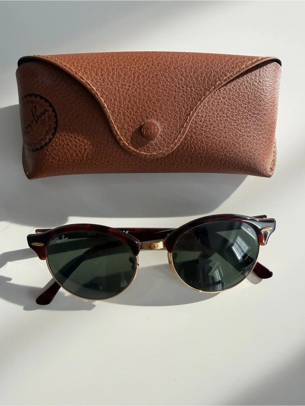 Ray Ban Clubround Sunglasses Havana Frame Green Lenses